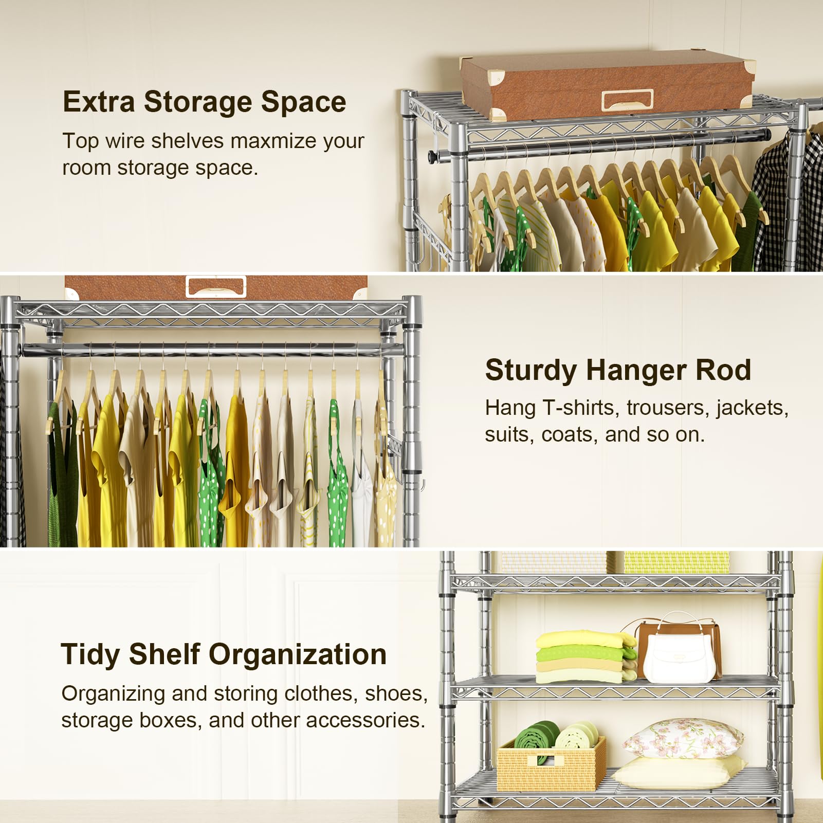 Ulif E1 middle rod adjustable enables tall items to hang without crowding.