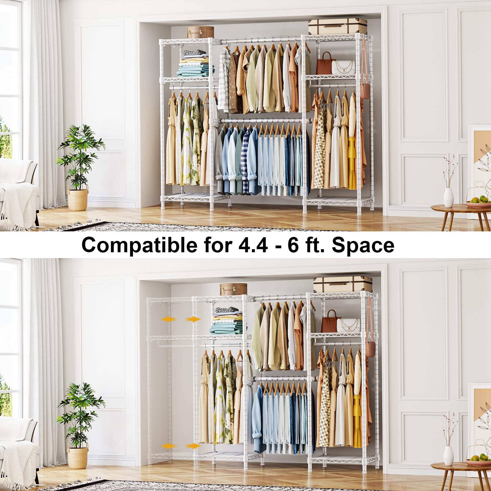 Ulif E7 showcases adjustable middle rod to fit suit-length garments efficiently.