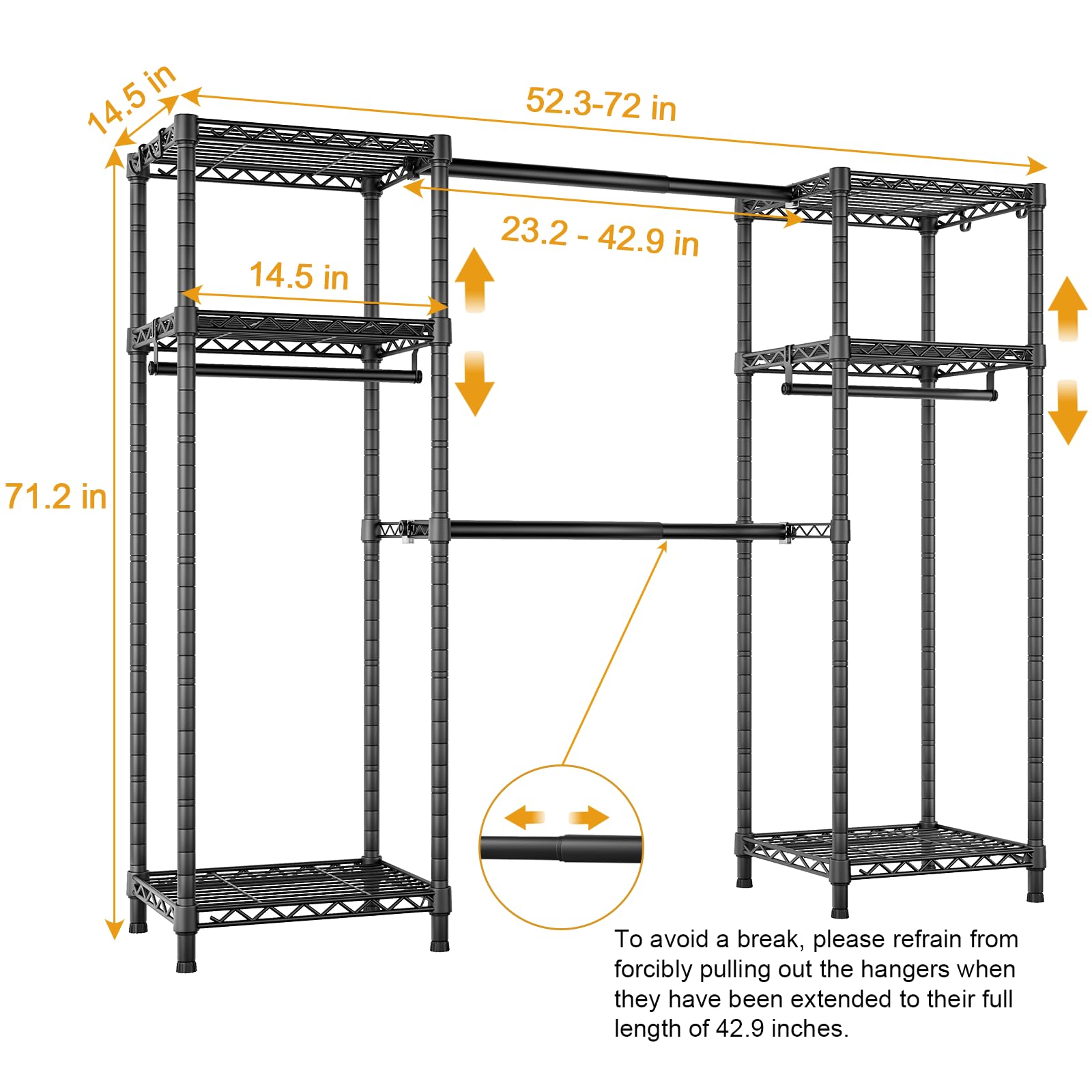 Ulif E7 garment rack carbon steel construction for durability