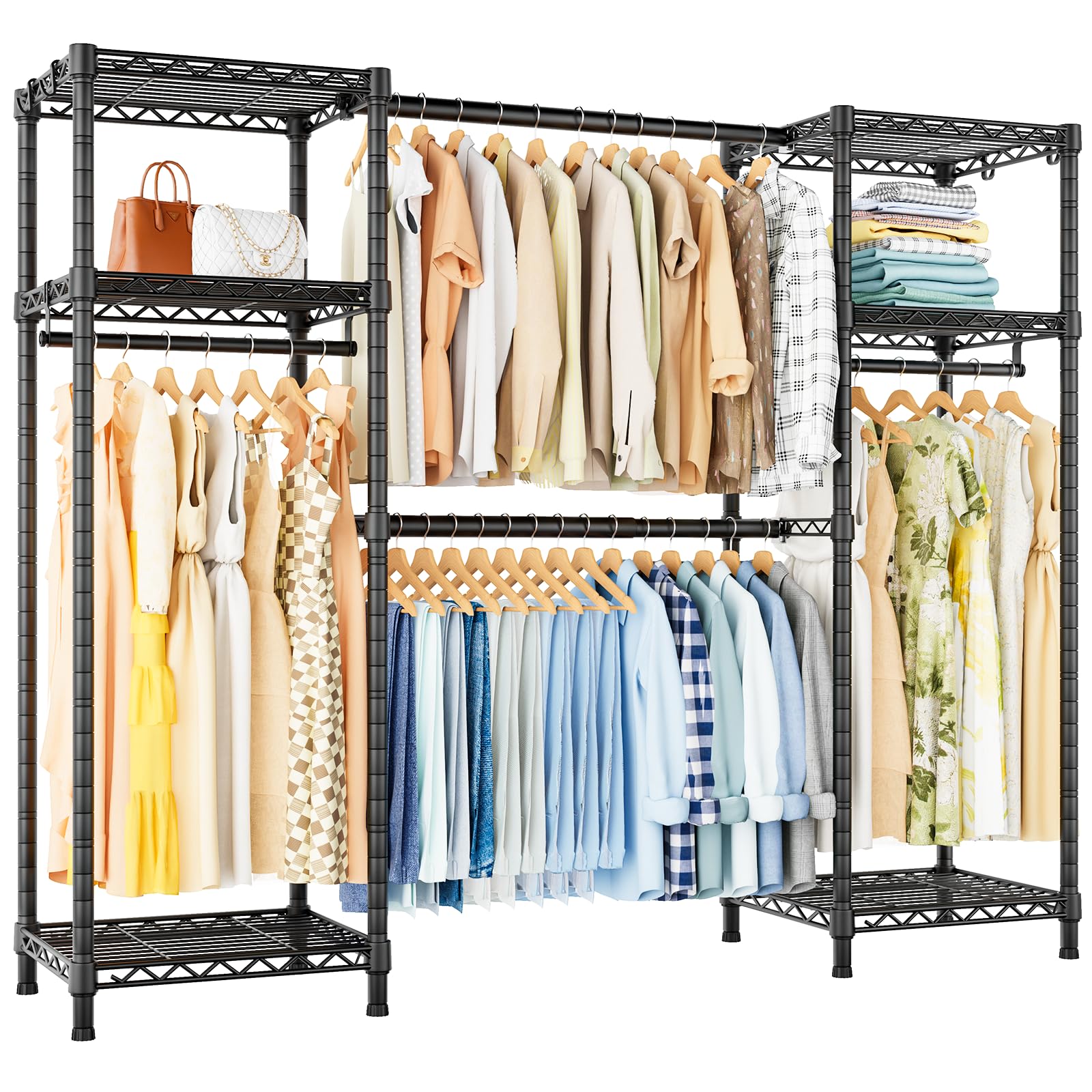 Ulif E7 garment rack full-dimension view showing spacious footprint for planning