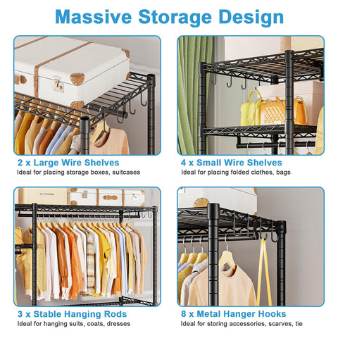 Ulif F7 garment rack heavy duty steel frame for long lasting storage.