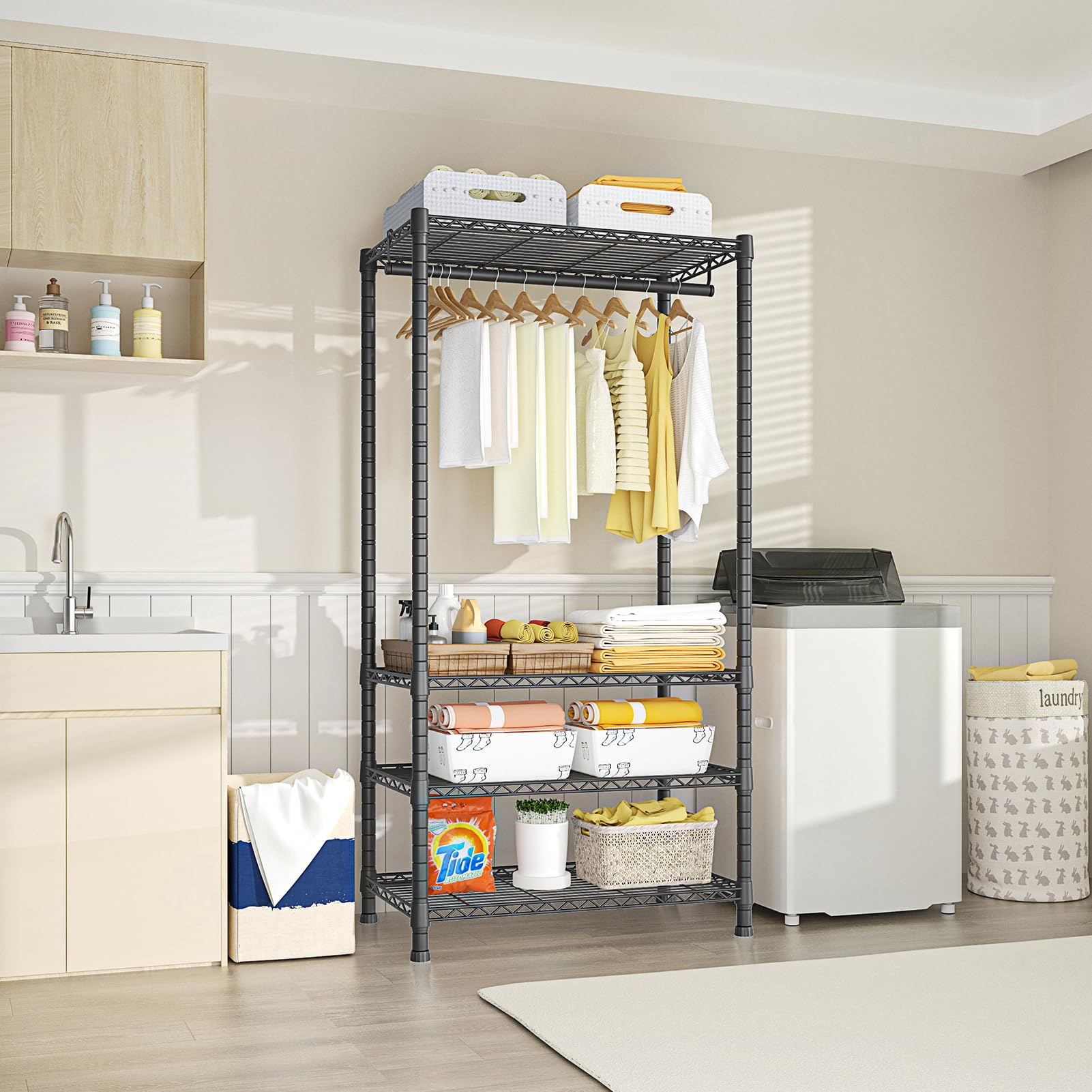Ulif H2 heavy-duty clothes rack hanging area ideal for coats and garments organization.