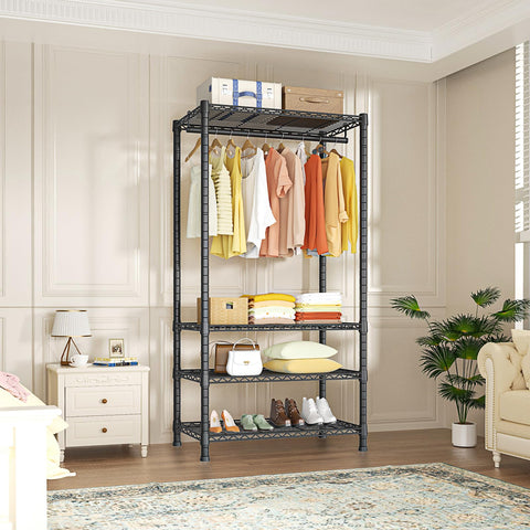 Ulif H2 heavy-duty clothes rack side view showing durable vertical support and compact footprint.