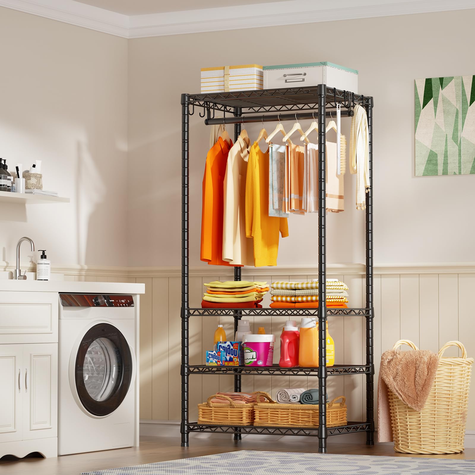 Ulif H4 mini closet placed in bedroom or laundry room for extra storage versatility.