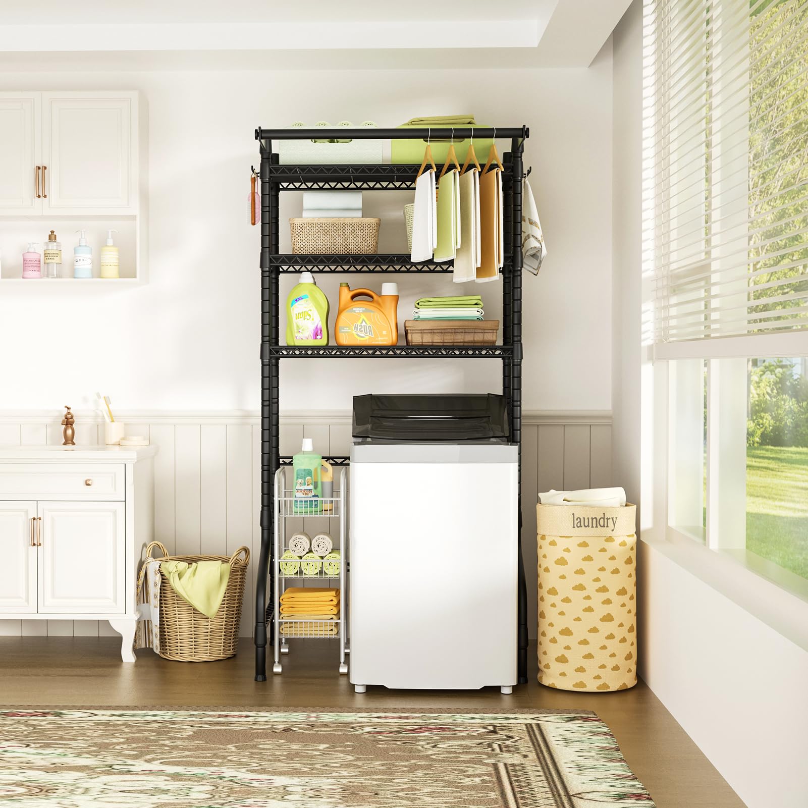 Adjustable shelves and leveling feet help on uneven floors.