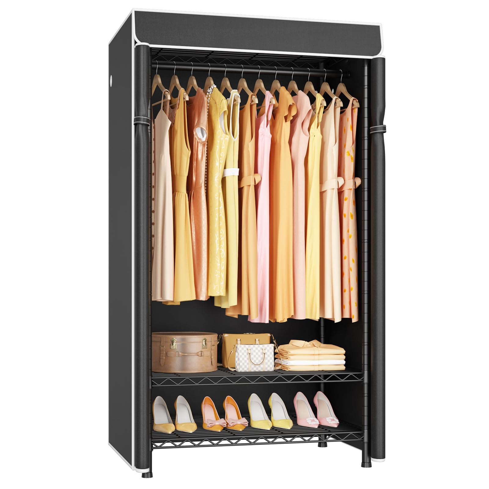ULIFHOME H5C clothes rack with cover, easy assembly and ample space