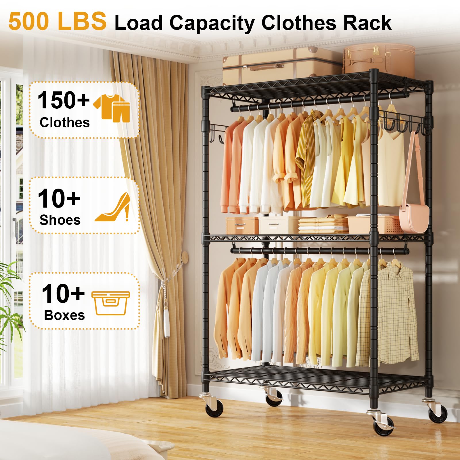ULIFHOME P1 portable wardrobe on wheels moving between rooms for quick outfits