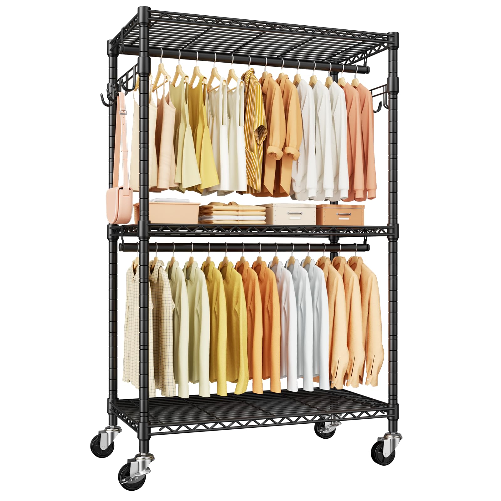 ULIFHOME P1 rolling clothes rack for easy movement and organized closets