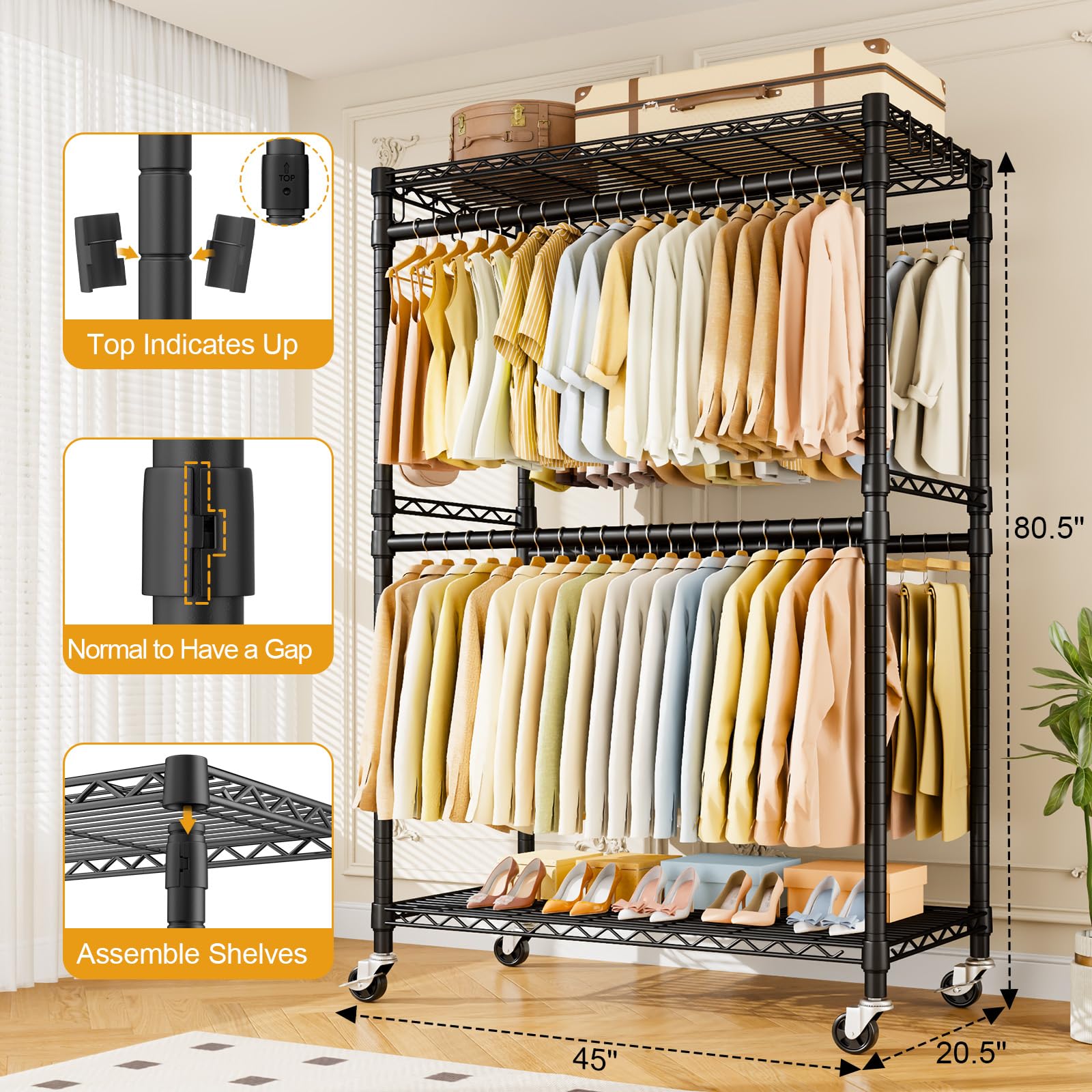 ULIFHOME P4 Plus adjustable shelves demonstrate customizable storage for tops and shoes