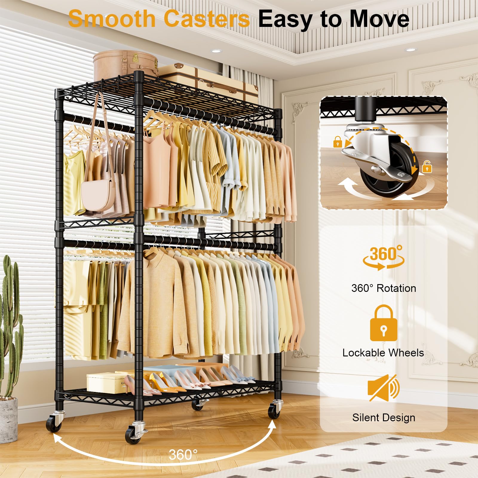 ULIFHOME P4 Plus double-rod design expands hanging capacity for outfits and accessories