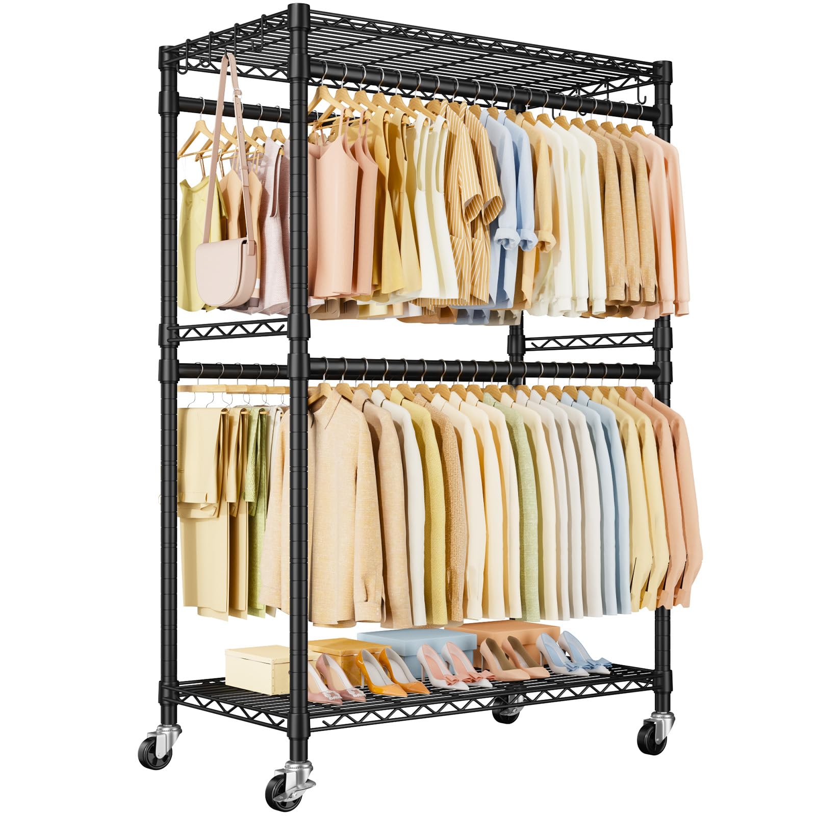 ULIFHOME P4 Plus front view shows sturdy frame and ample hanging space for bulkier outfits