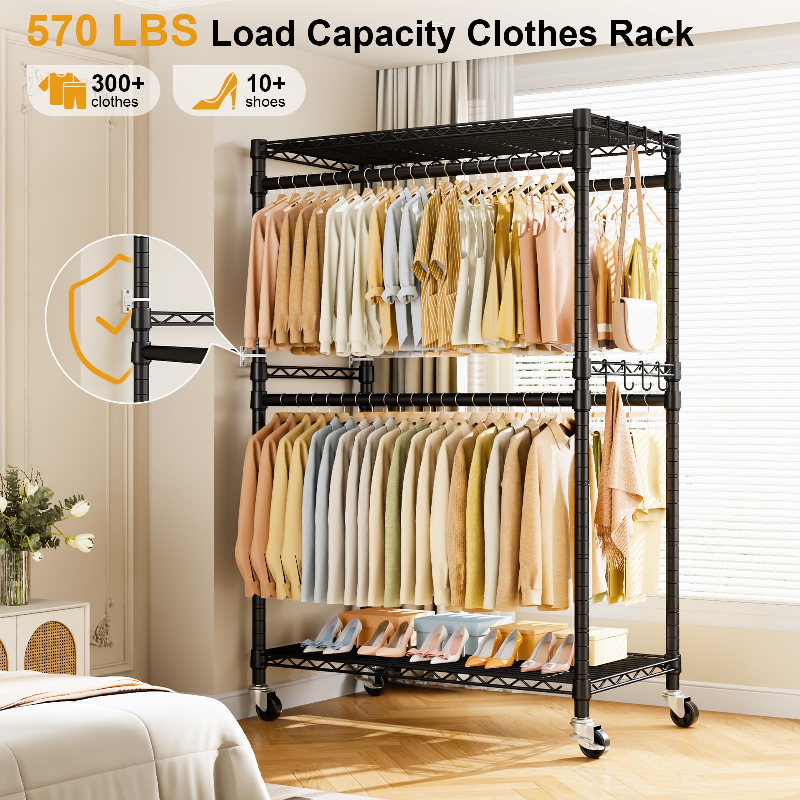 ULIFHOME P4 Plus side view highlights wheels for easy room-to-room organization