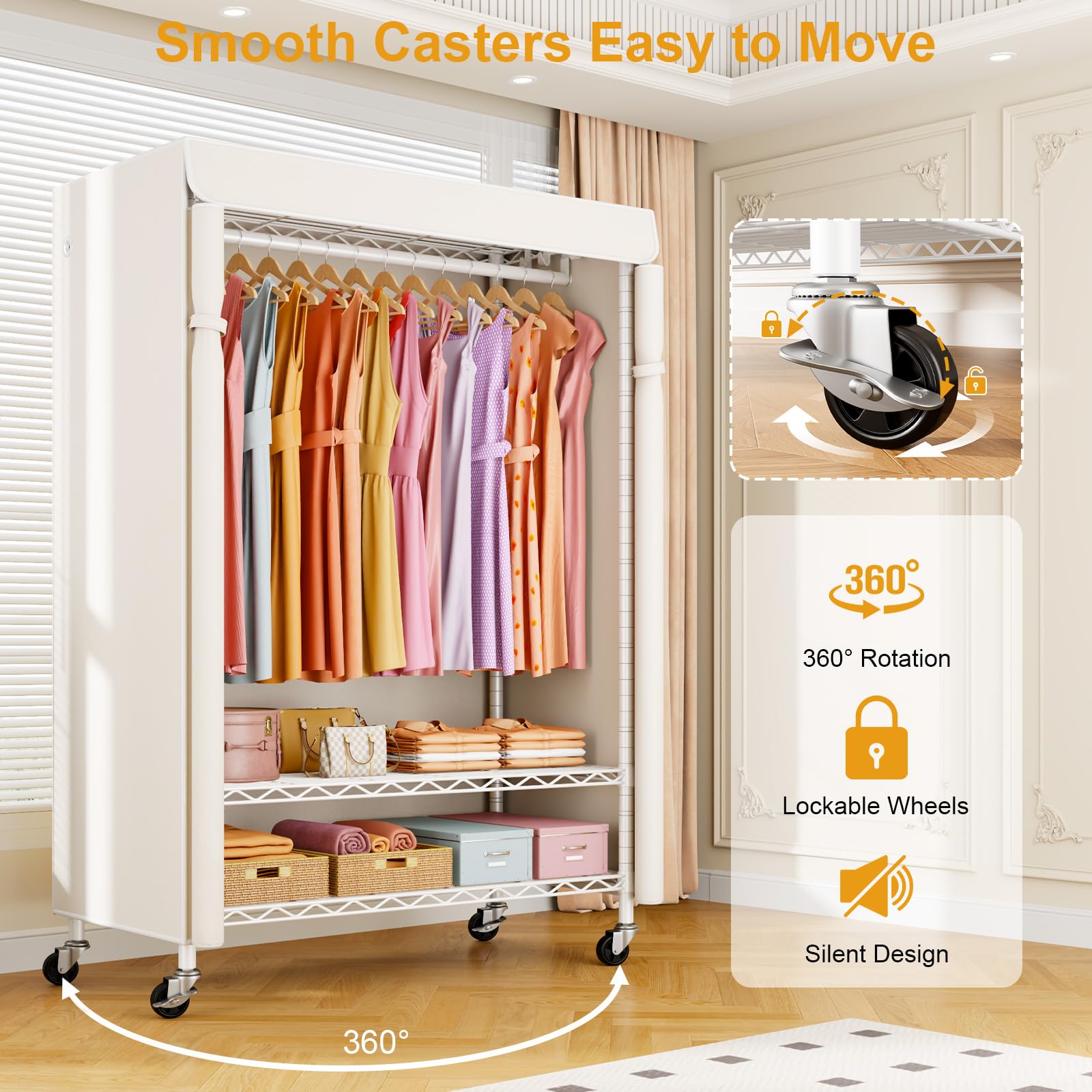 ULIFHOME P6C Plus adjustable shelves and hanging rods widen storage options.