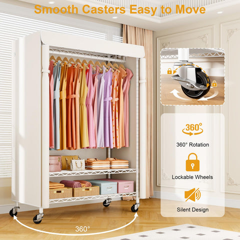ULIFHOME P6C Plus adjustable shelves and hanging rods widen storage options.