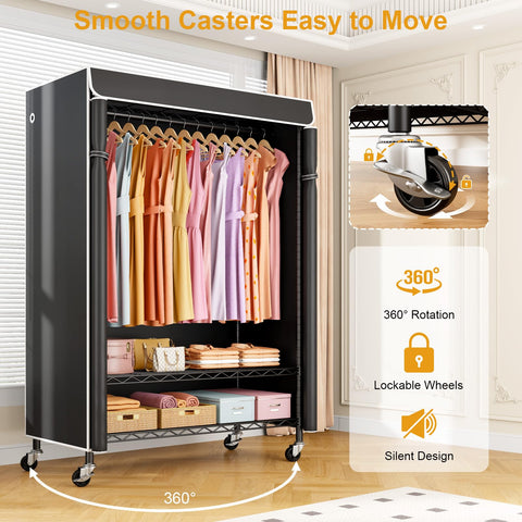 ULIFHOME P6C Plus adjustable shelves and hanging rods maximize storage versatility.