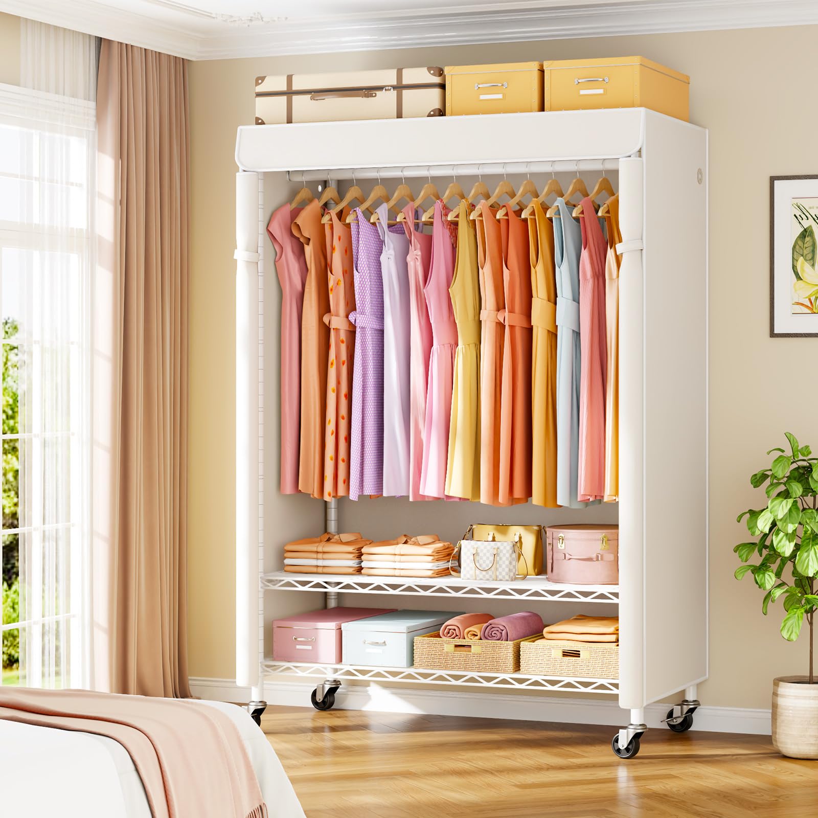 ULIFHOME P6C Plus dustproof cover protecting garments between uses.