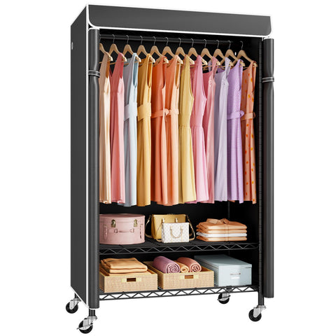 ULIFHOME P6C rolling rack cover protects garments from dust while you sort