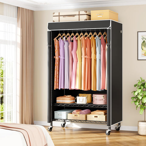 ULIFHOME P6C rolling rack wheels enable smooth, quiet movement