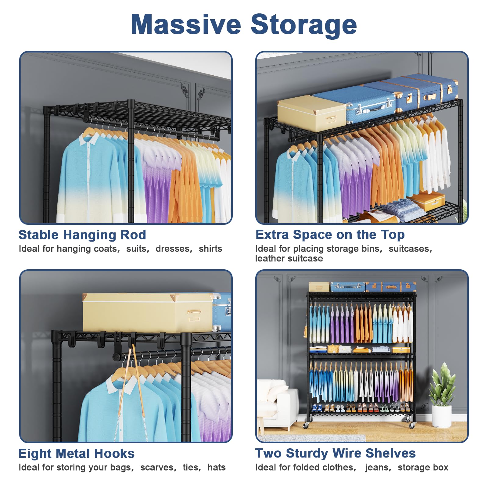 ULIFHOME P8 Max hanging area and hooks boost closet capacity.