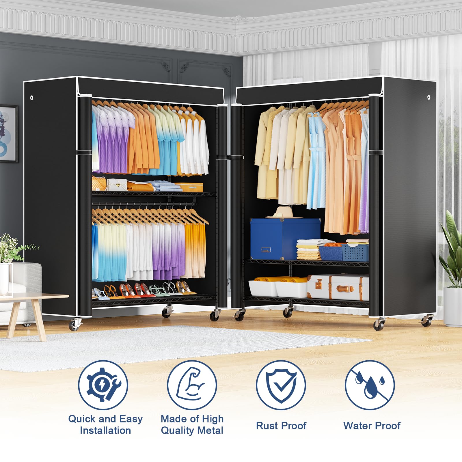 ULIFHOME P8C Max adjustable shelves adapt to different garments and gear.
