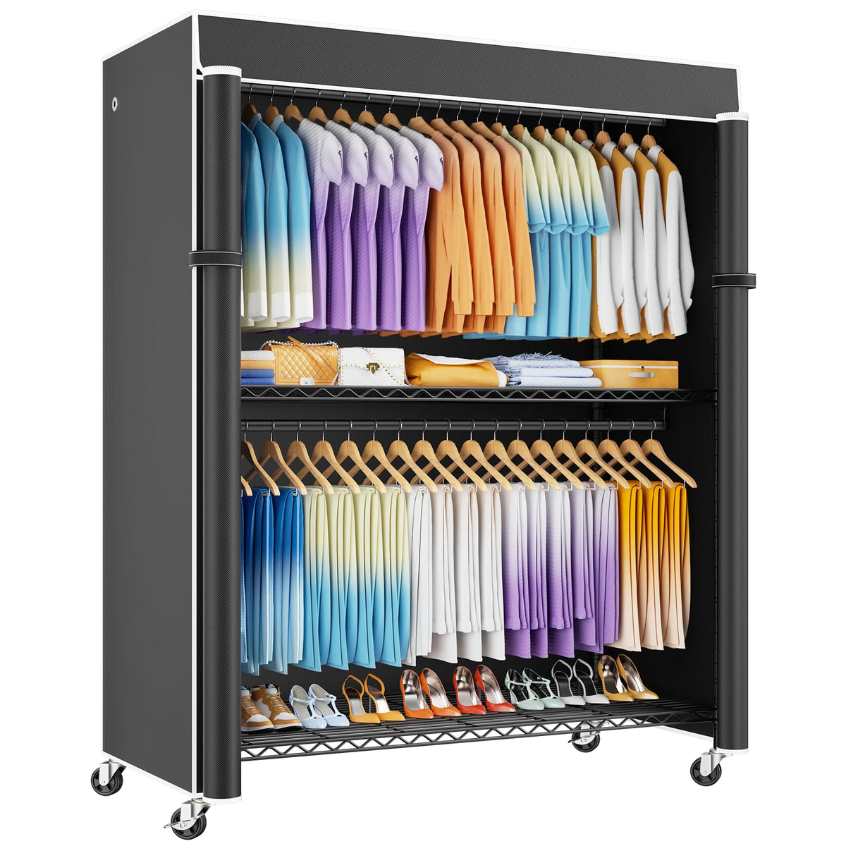 ULIFHOME P8C Max extended width design offers extra closet space for bulky garments.