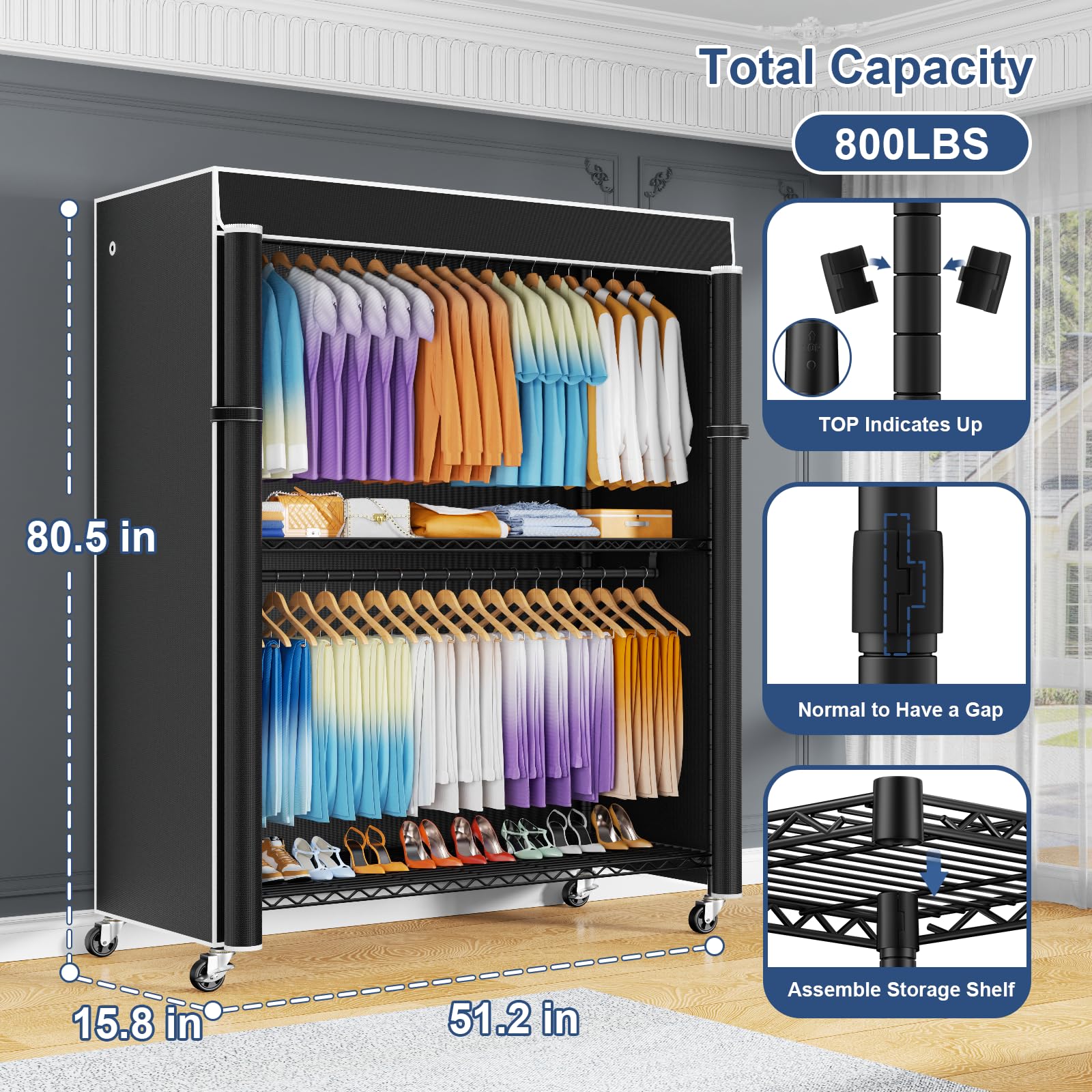 ULIFHOME P8C Max lockable wheels enable mobile placement with secure stability.