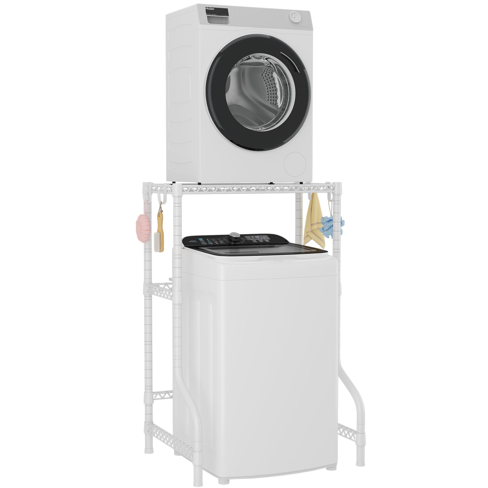 ULIFHOME U16 stack rack over washer-dryer in a compact laundry space.
