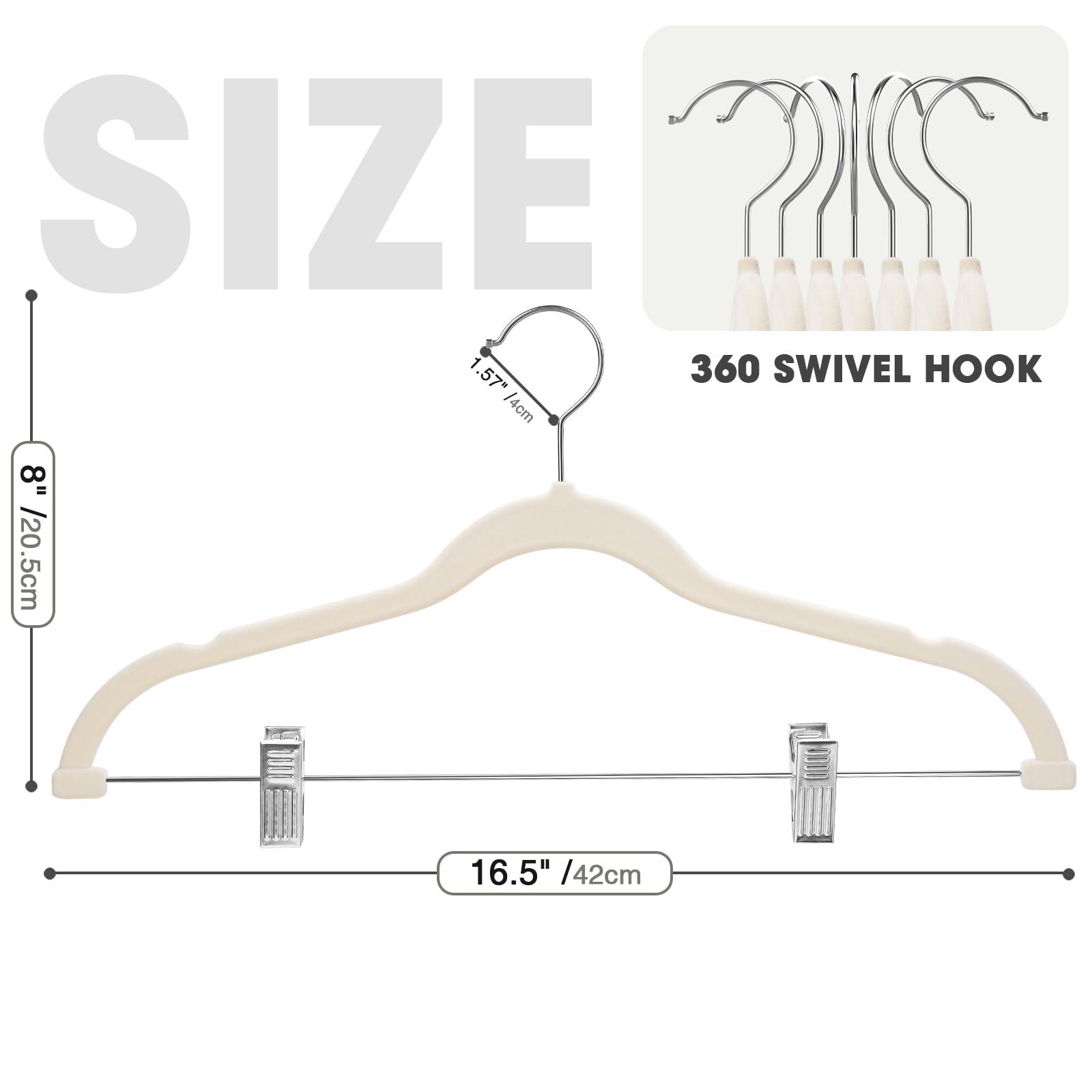 Adjustable clips on Ulimart velvet hangers protecting fabrics while securing garments