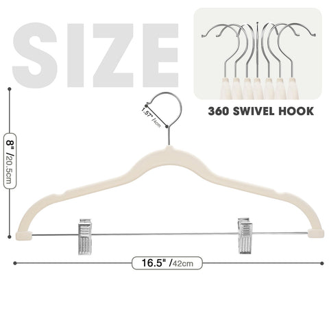 Adjustable clips on Ulimart velvet hangers protecting fabrics while securing garments