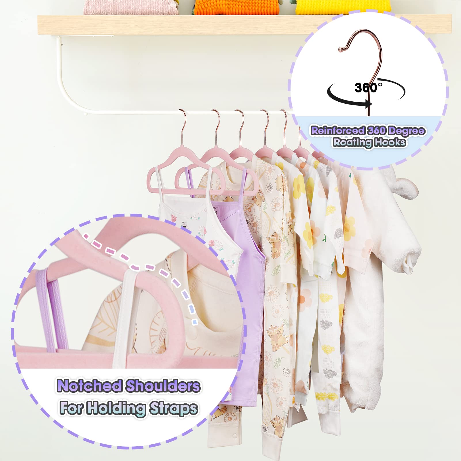 Ulimart non-slip velvet baby hangers protect delicate fabrics from slipping