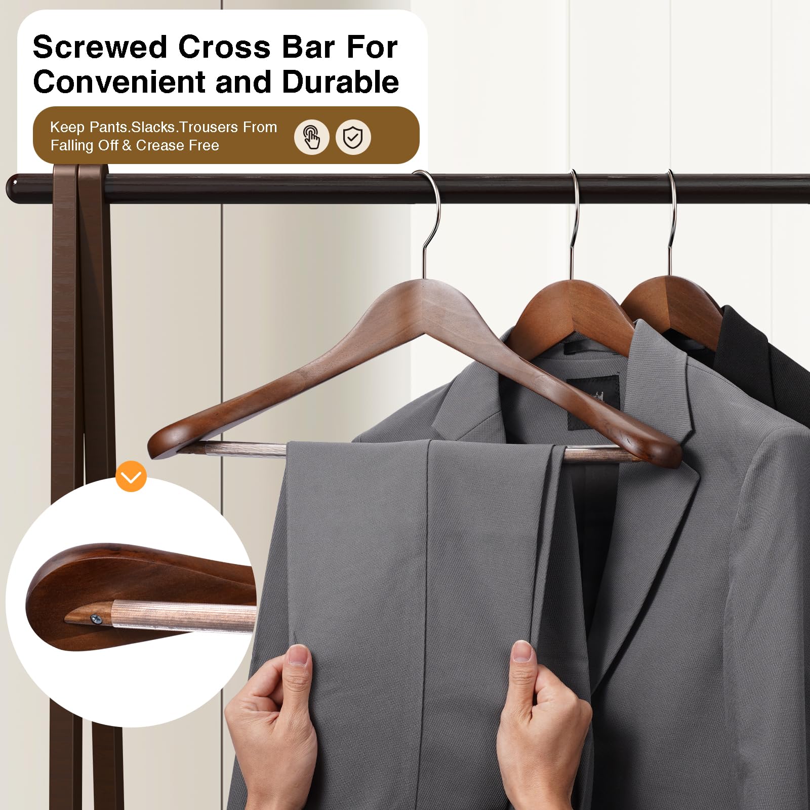 Ulimart walnut hanger with 360° swivel hook for easy access