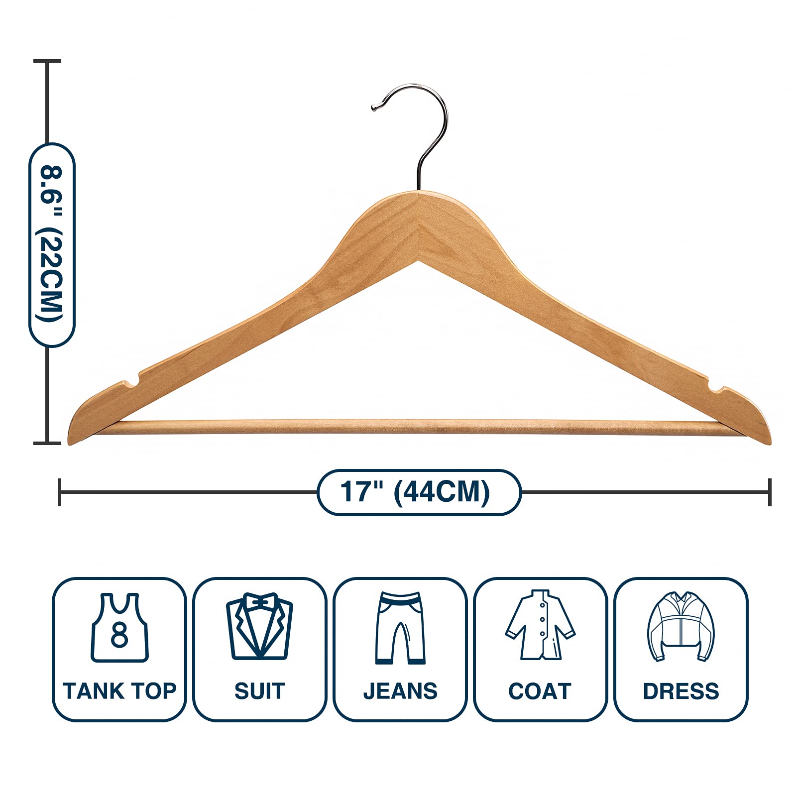 Ulimart wooden hangers in a tidy closet with contemporary vibe