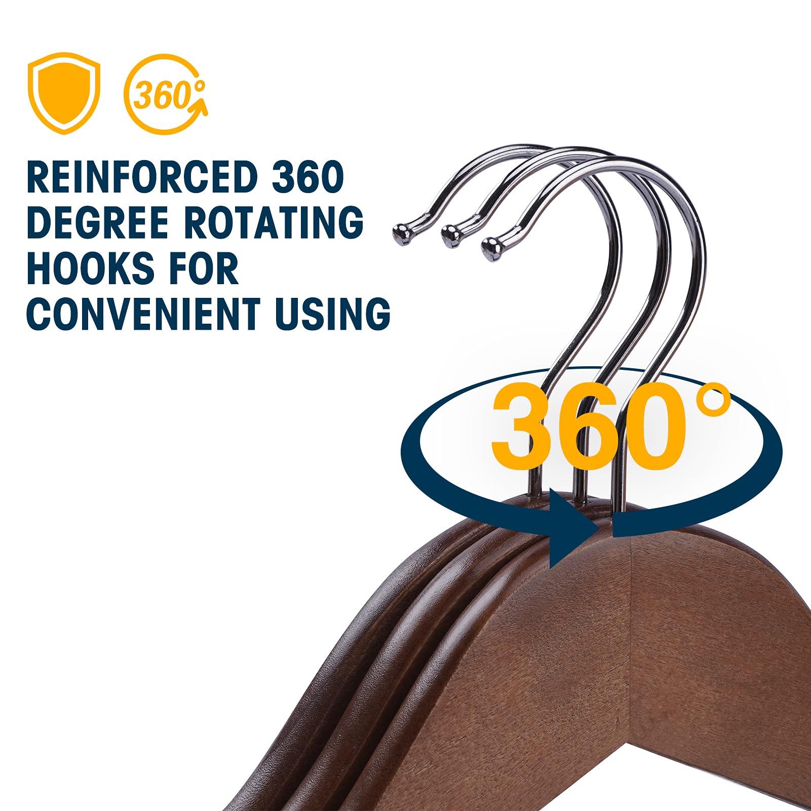 Ulimart wooden hanger with contoured shoulders protects delicate tops.