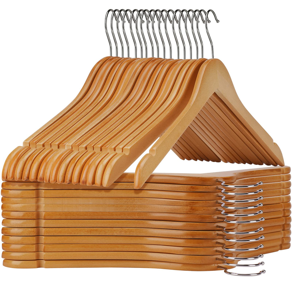Ulimart wooden hangers pack-20, sturdy set for closet organization.