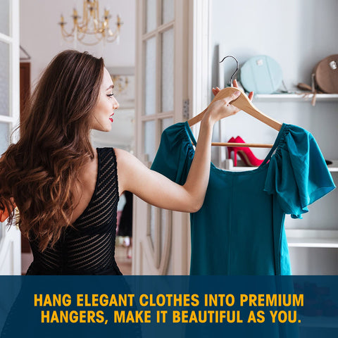 Ulimart wooden hangers slim profile saves closet space effectively