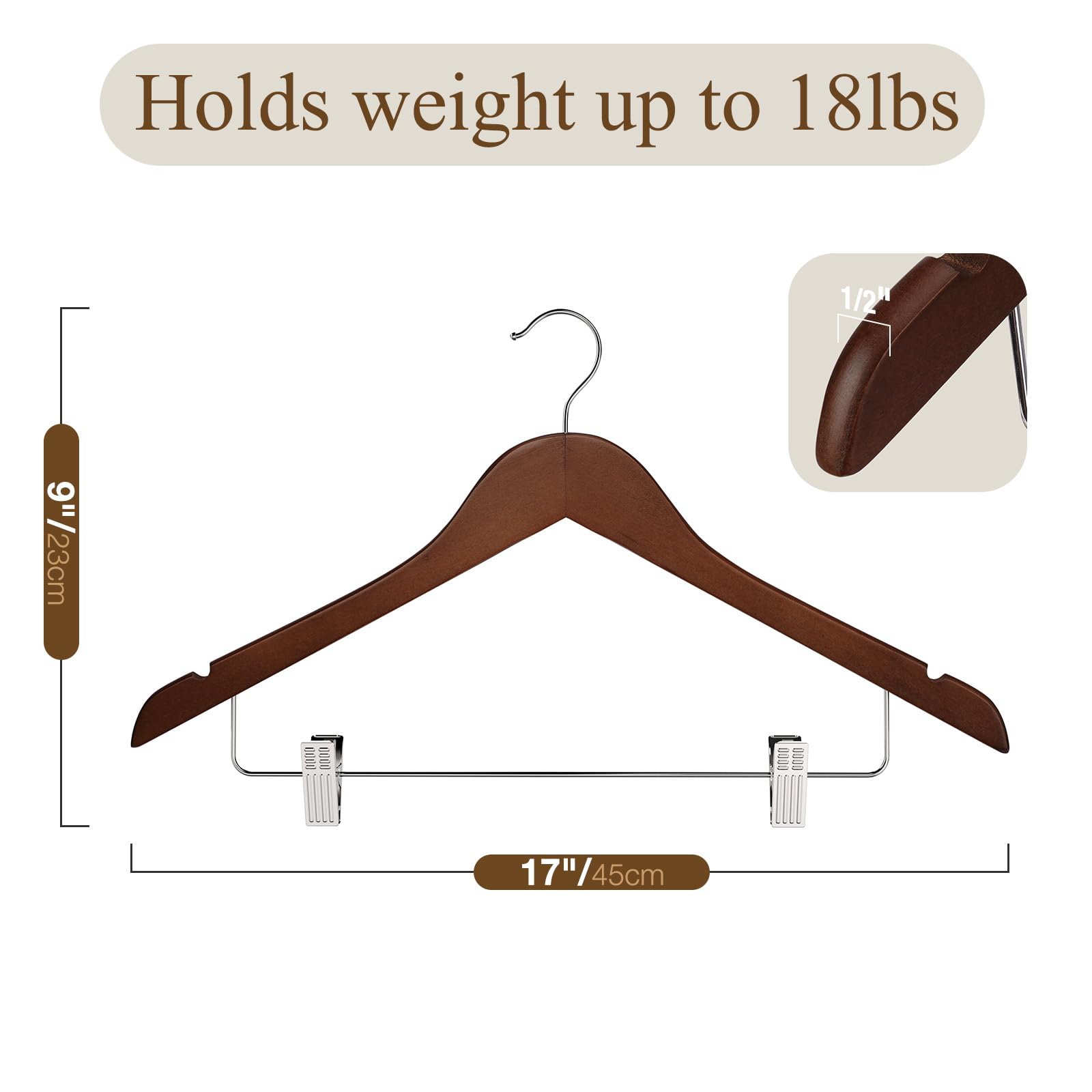 Ulimart wooden hanger with clips suitable for both kids and adults