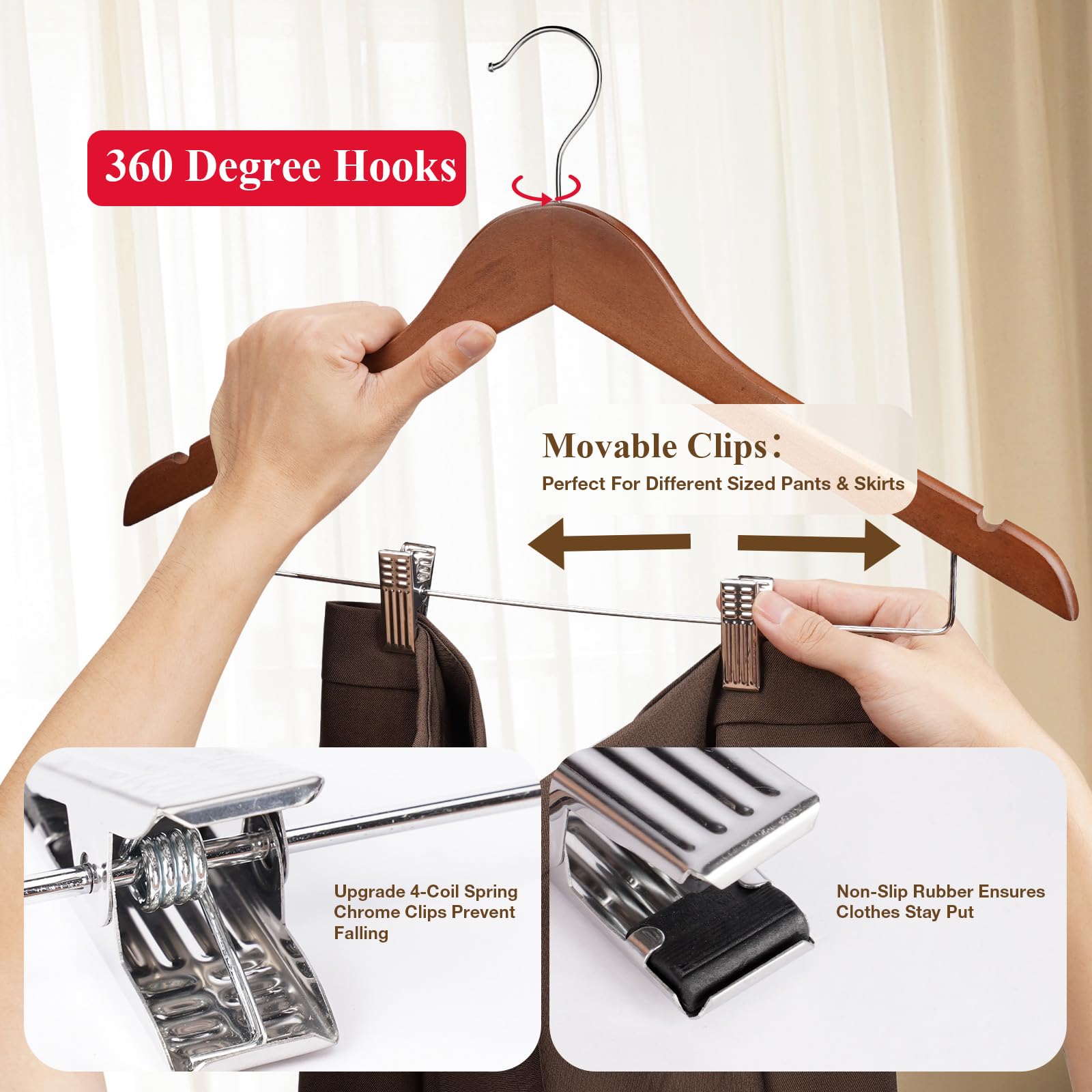 Ulimart wooden hanger with clips texture and smooth wood grain