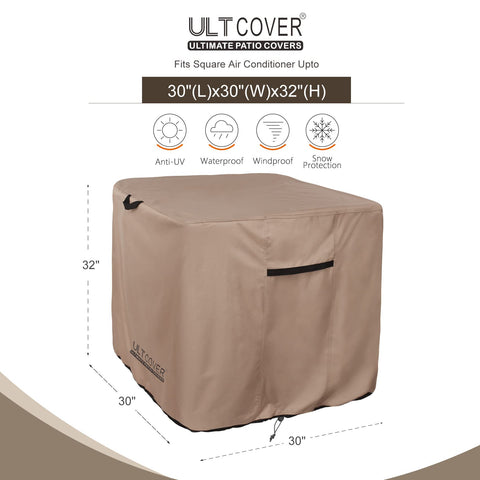 ULTCOVER fabric closeup shows 600D polyester with waterproof backing for durability.