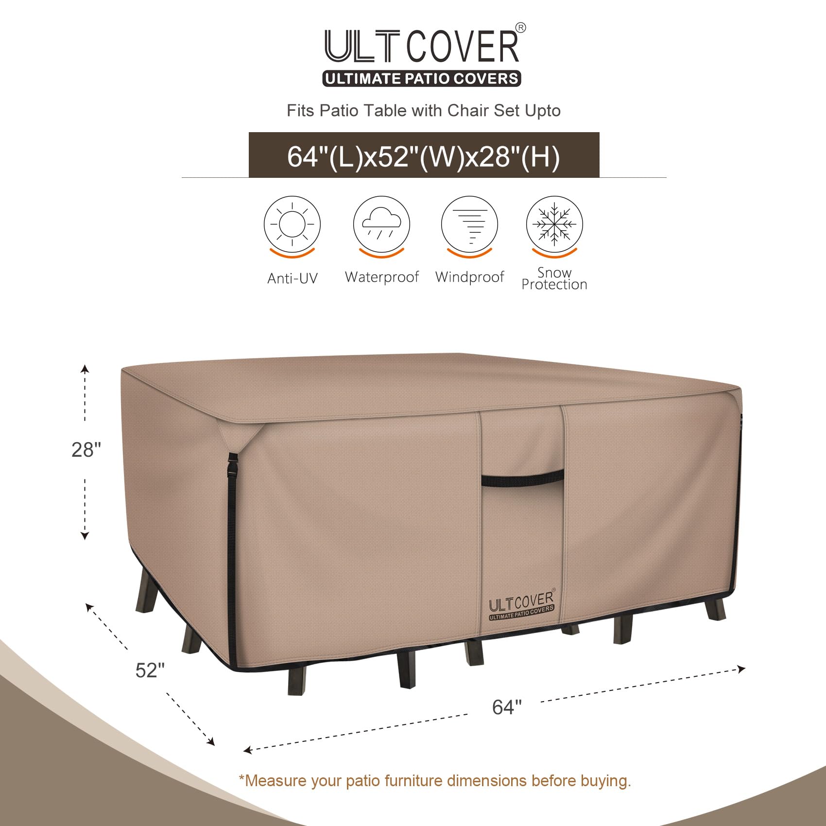 ULTCOVER waterproof canvas close-up shows durable backing for weather protection.