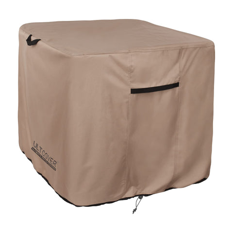 ULTCOVER waterproof square AC cover on an outdoor unit protects from rain and sun.