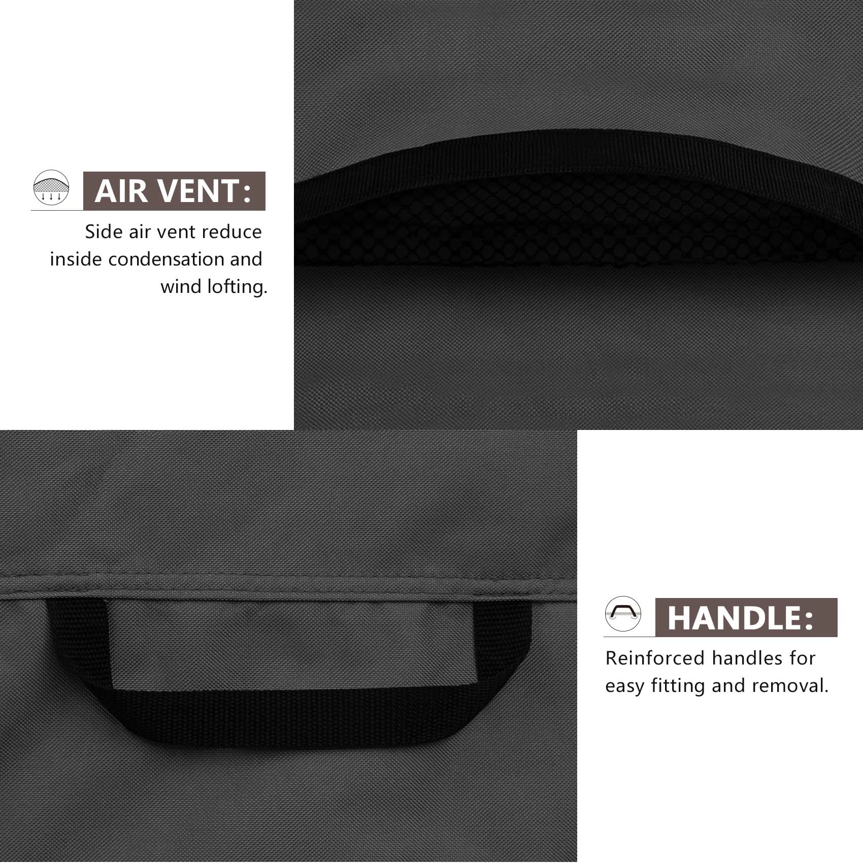 ULTCOVER vent and handles detail for airflow and easy adjustment