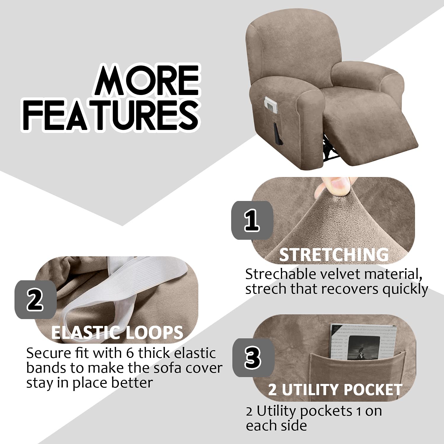 ULTICOR back-center cover piece in taupe showing seamless look.