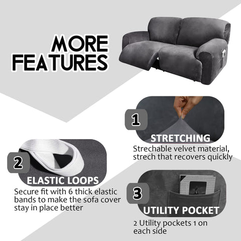 ULTICOR recliner-compatible slipcover close-up with easy access to recline.