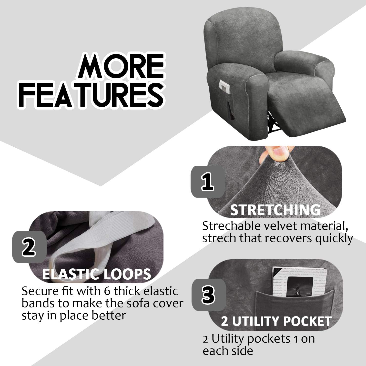 ULTICOR recliner cover non-slip edges keep the cover in place during use.