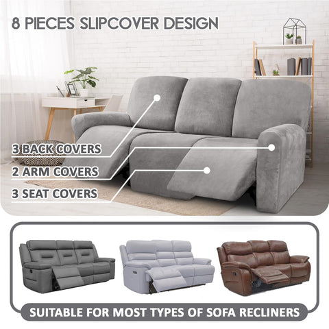 ULTICOR Velvet 3-seater recliner fit demonstrates precise cut