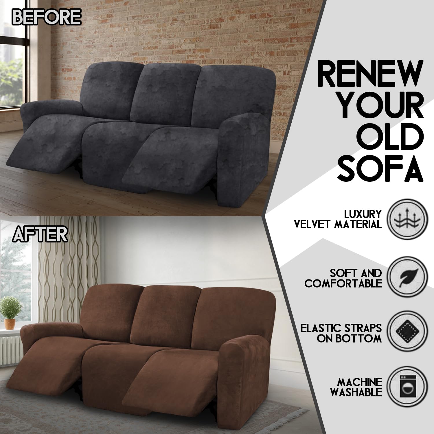 ULTICOR Velvet center-back piece 3 provides full coverage over cushions.