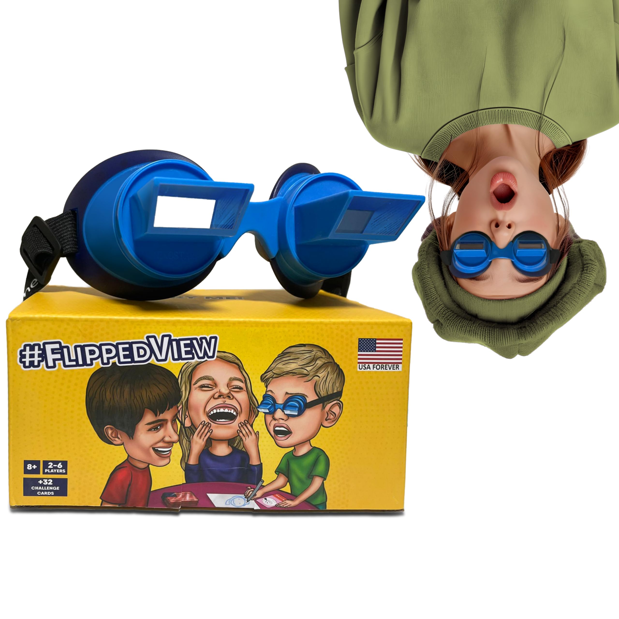 ULTRA KART Flipped View Goggles front view for upside-down challenges and family fun.