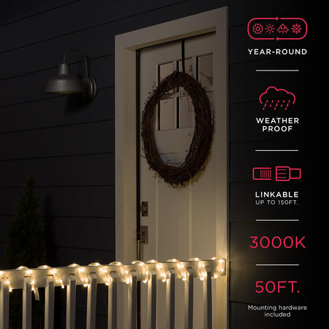 UltraPro Escape Rope Light lines a landscaped path at dusk