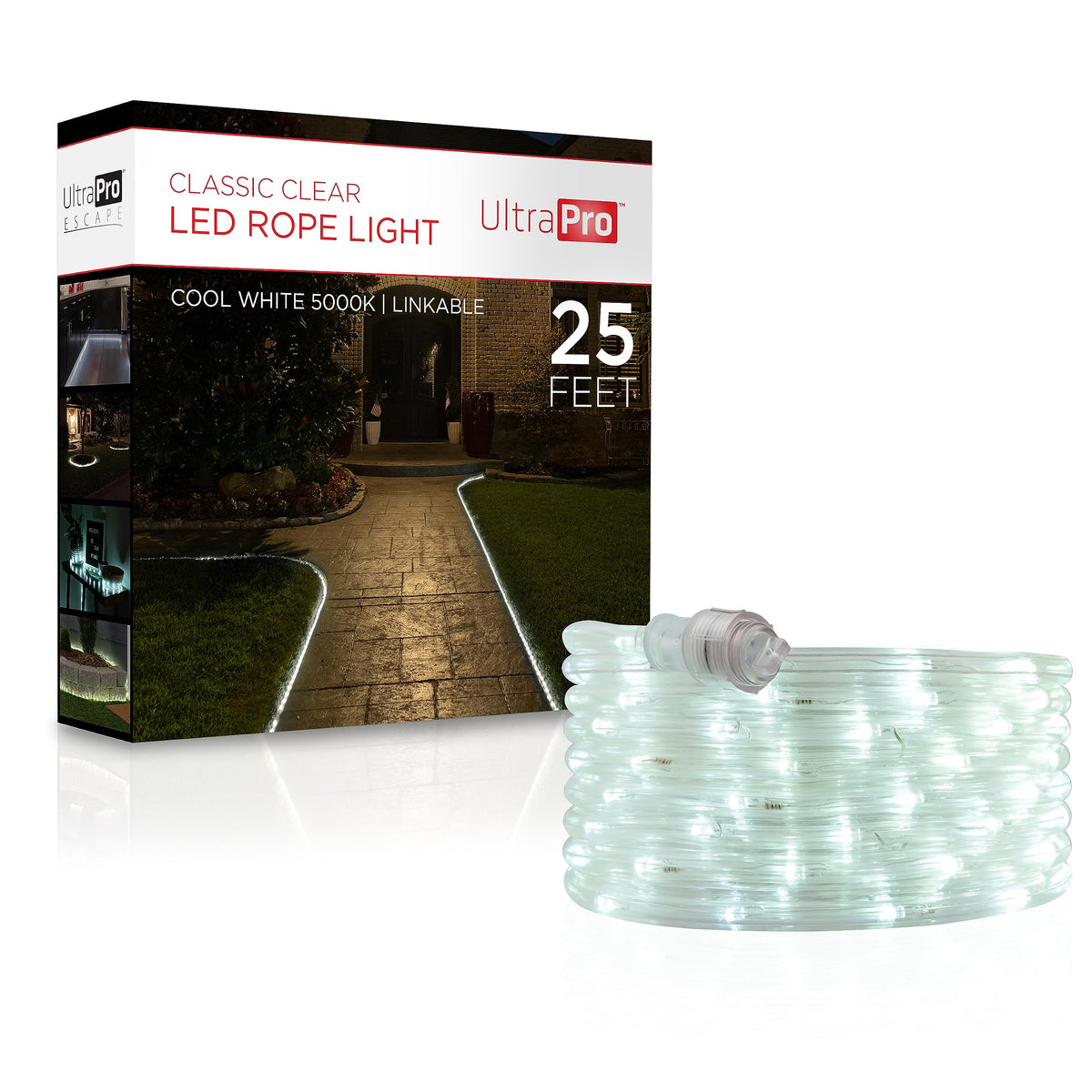 UltraPro Escape Rope Light wrapped around a tree for inviting outdoor ambiance.