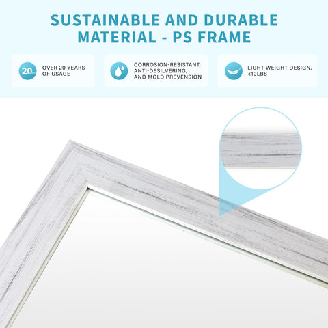 Ultrue 22x30 rectangle mirror close-up highlights distortion-free tempered glass.